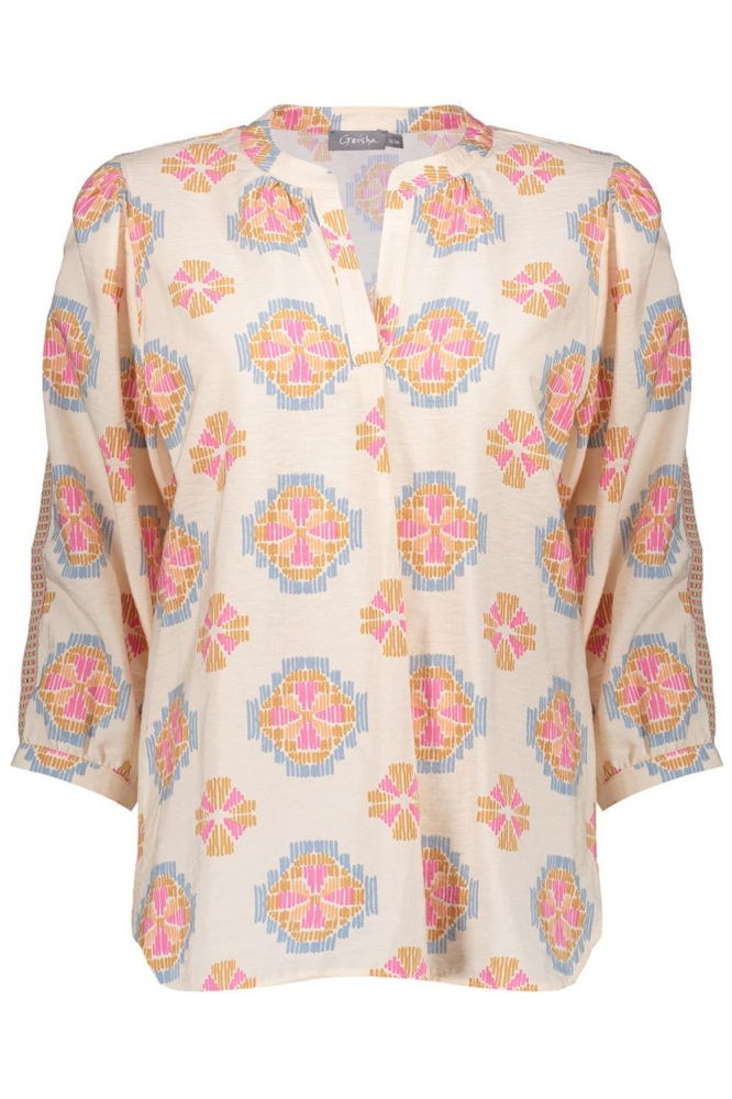 MOZAIK PRINT BLOUSE 53260 20 Sand/Pink